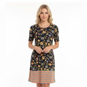 LULAROE small floral & striped midi T-shirt dress